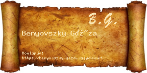 Benyovszky Géza névjegykártya