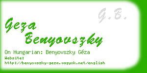 geza benyovszky business card